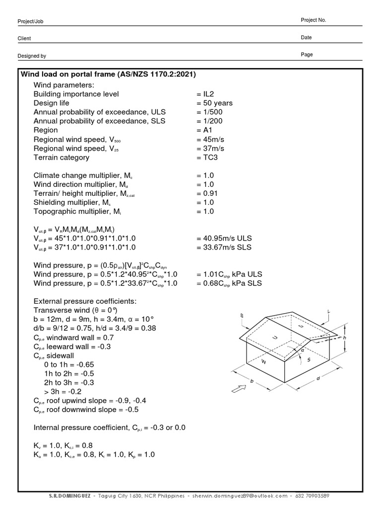 230506-Wind Load On Portal Frame-SRD | PDF