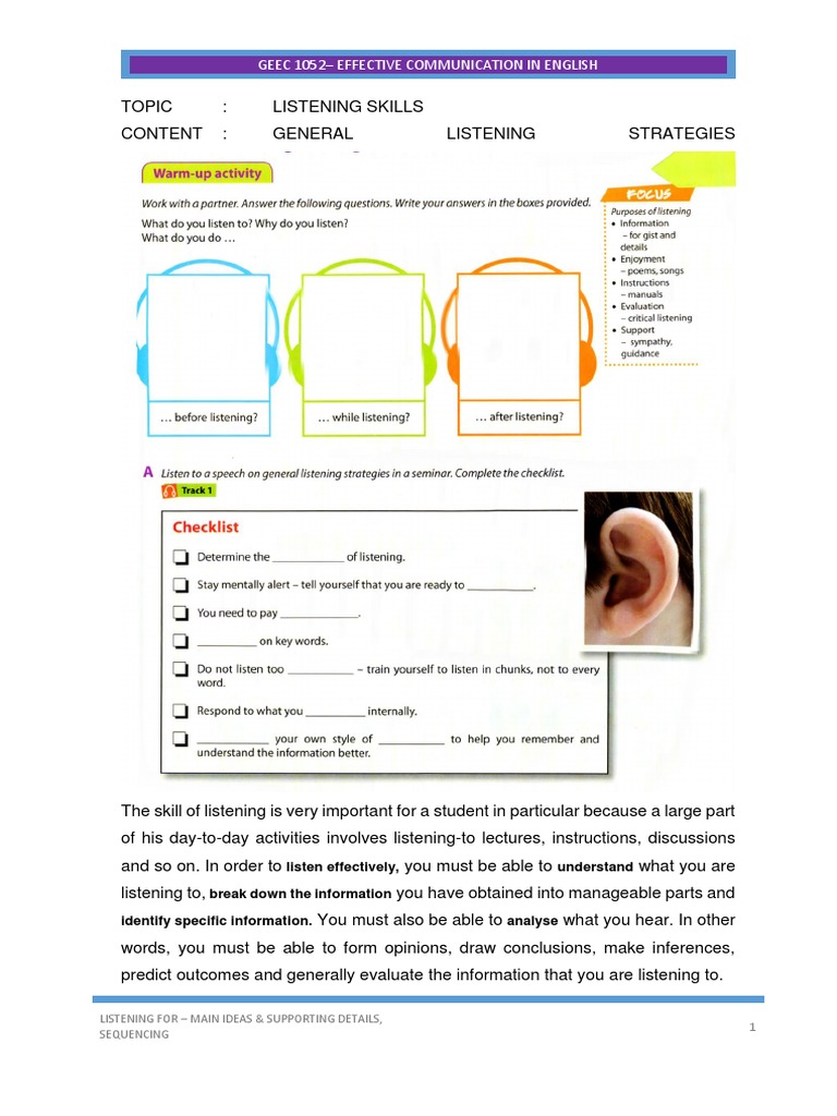 Listening Skills for Effective Communication | PDF | Communication ...
