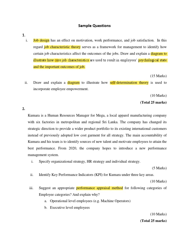 Sample Questions PDF Human Resource Management Business