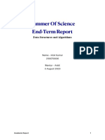 Summer of Science End-Term Report: Data Structures and Algorithms