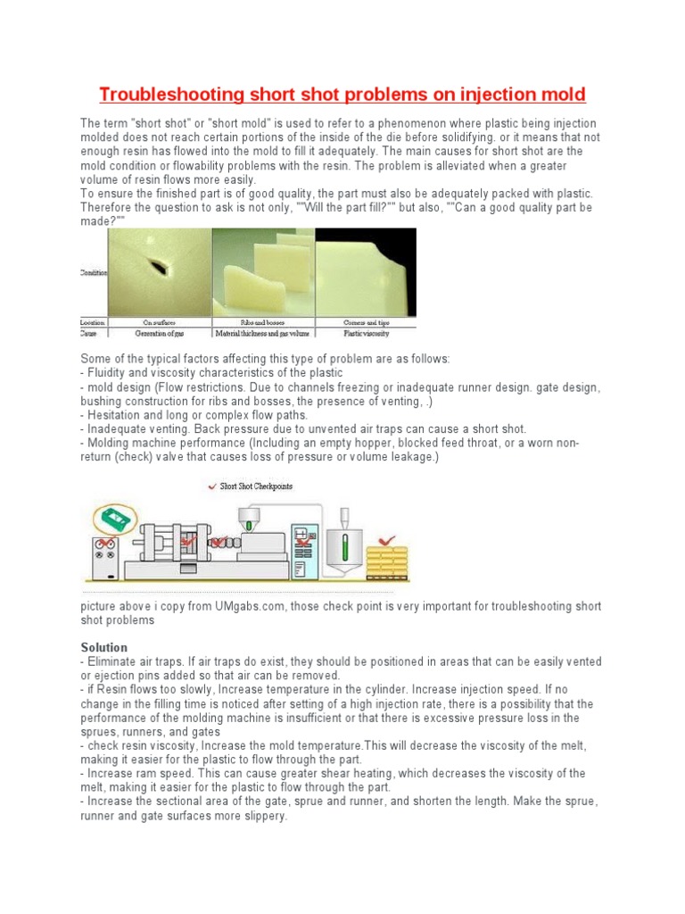 Troubleshooting Short Shots in Molding | PDF | Mechanical Engineering ...