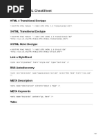 HTML XHTML Cheatsheet