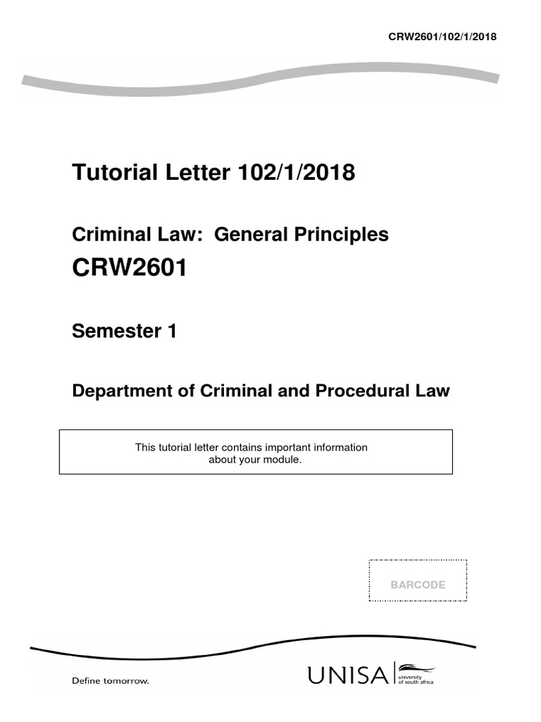 Crw2601 Exam Pdf Intention Criminal Law Crimes