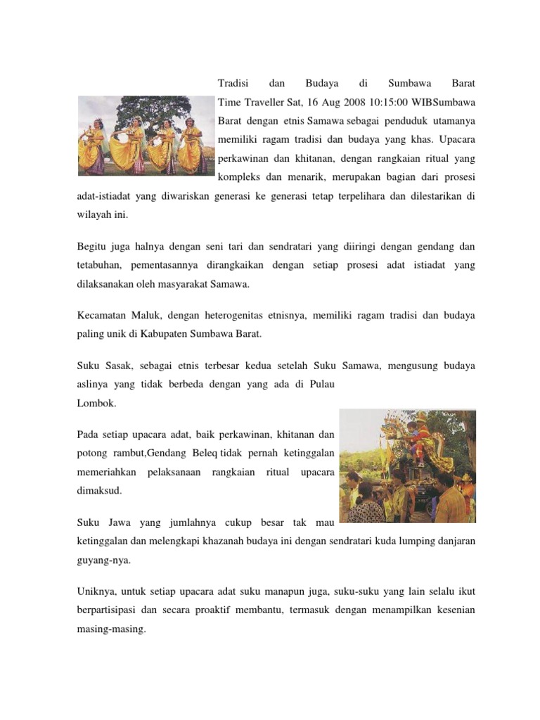 Tradisi Dan Budaya Di Sumbawa Barat