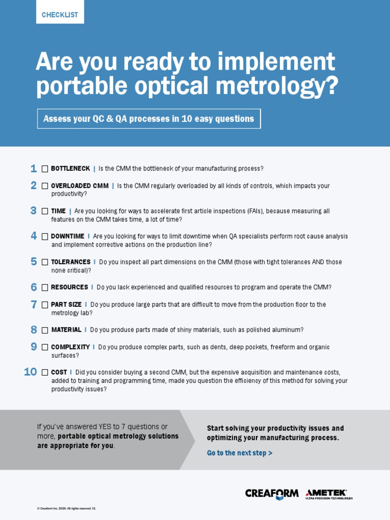 Checklist PortableOpticalMetrology en PDF