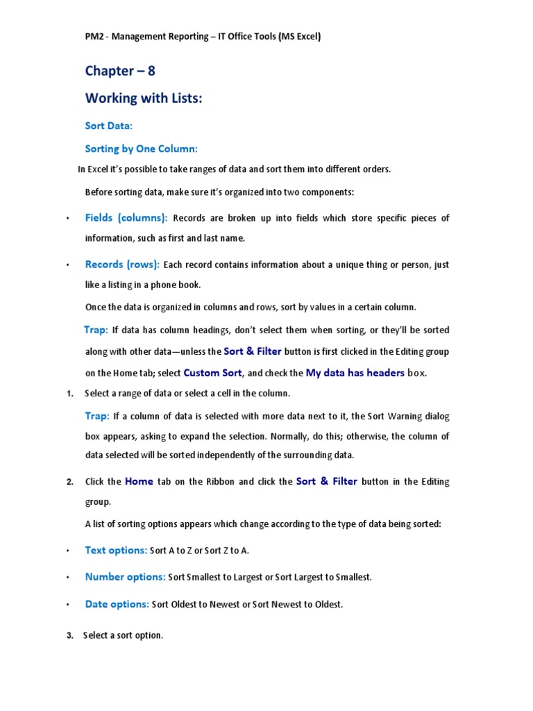 Excel Chapter - 8 | PDF | Microsoft Excel | Icon (Computing)