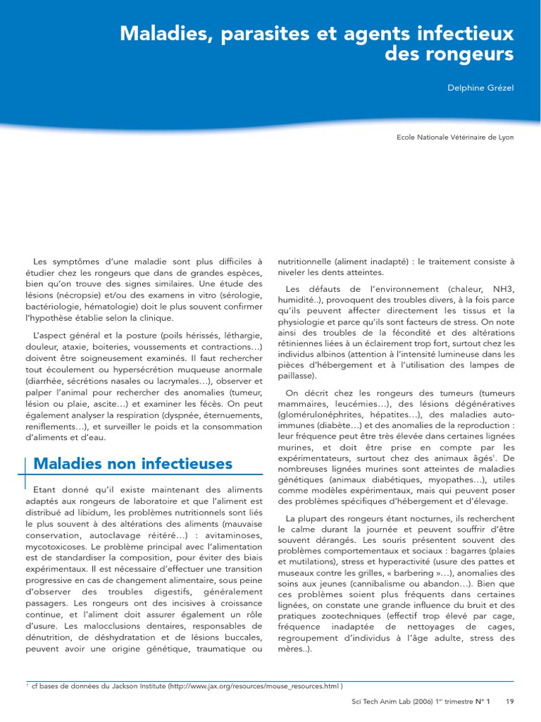 Maladies et parasites des rongeurs | PDF | Immunodéficience | Infection