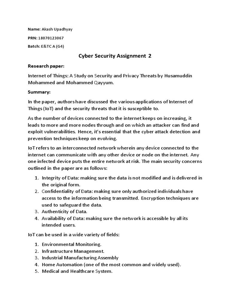 Assignment 2 Summary 18070123067 Pdf Internet Of Things Computer