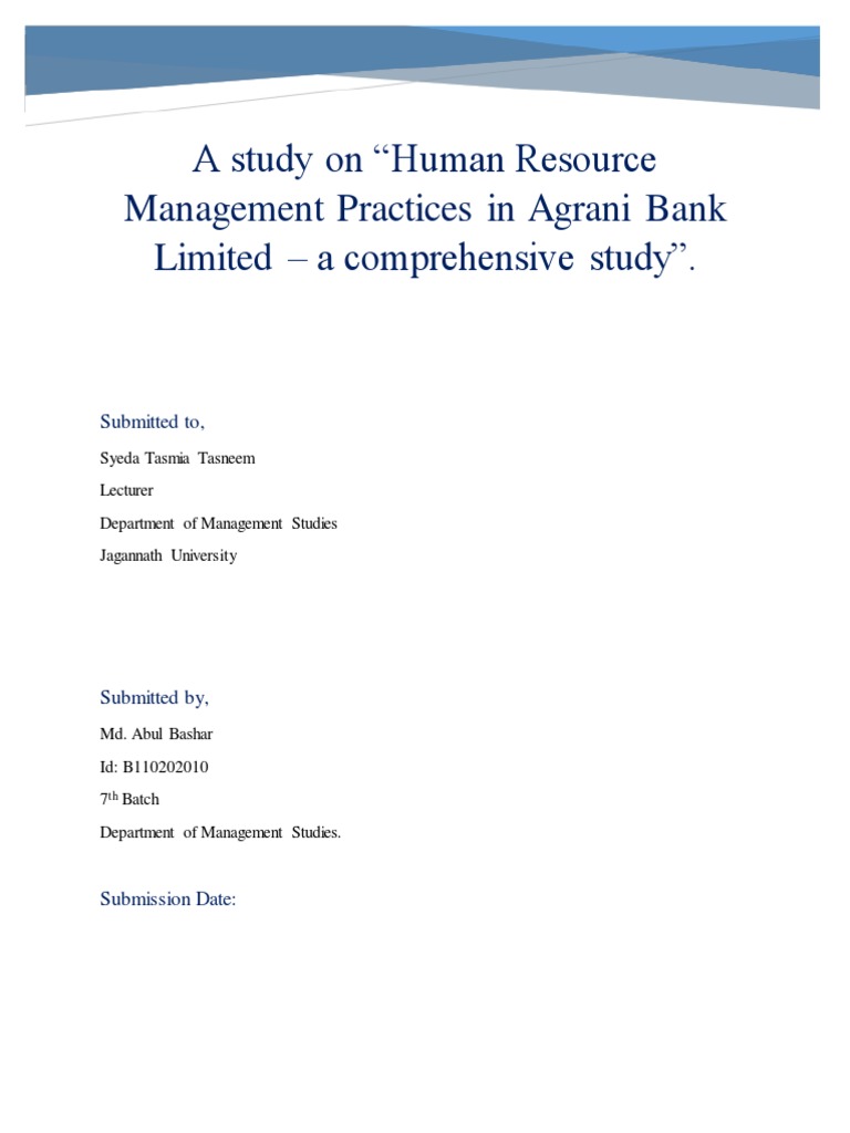 HRM Practices in Agrani Bank Study | PDF | Human Resource Management ...
