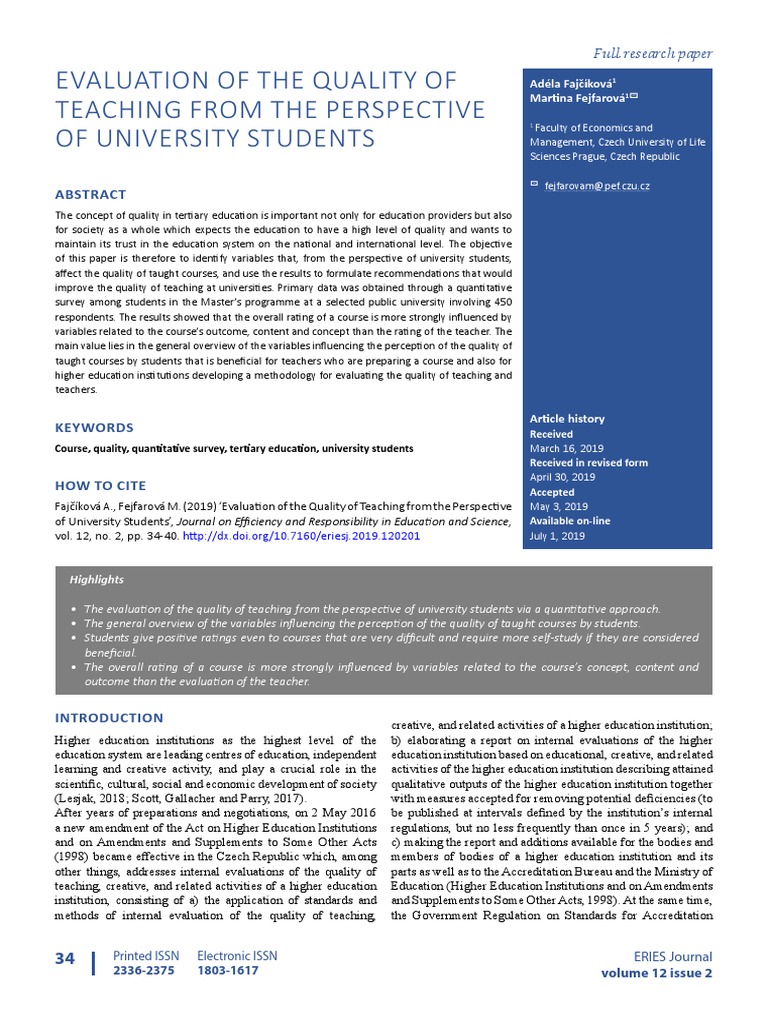 University Students on Teaching Quality | PDF | Teachers | Chi Squared Test