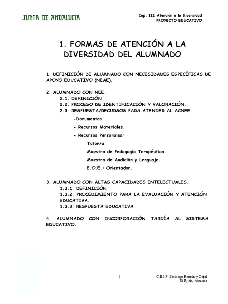 Atención a la Diversidad Educativa | PDF | Evaluación | Plan de estudios