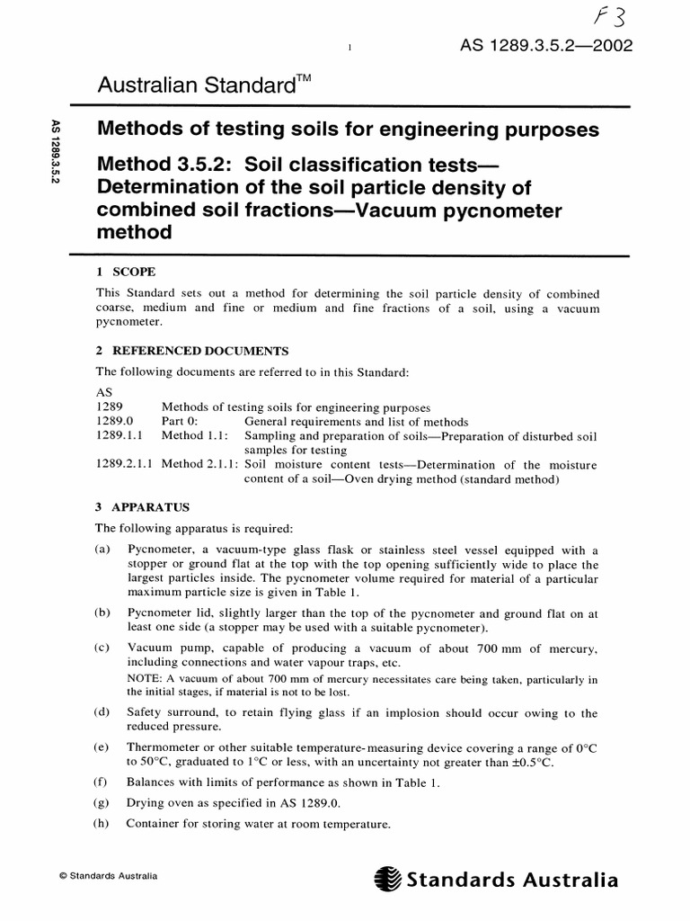 AS 1289.3.5.2 - 2002 Methods of Testing Soils For Engineering Purposes ...