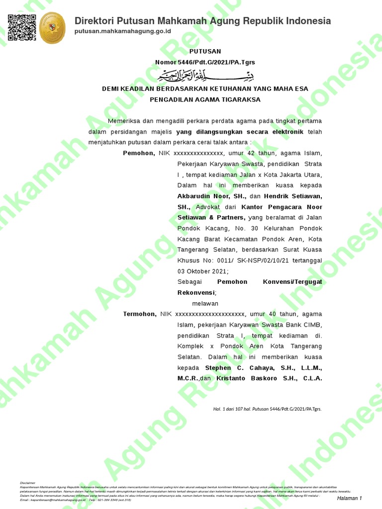 Putusan 5446 PDT.G 2021 Pa - Tgrs 20230529003050 | PDF