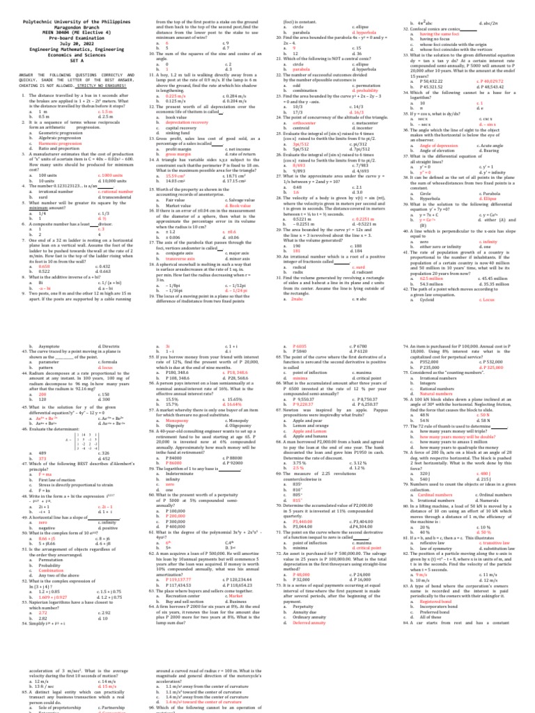 Engineering Mathematics Engineering Economics And Sciences Download
