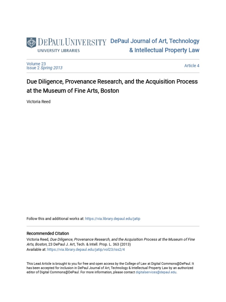 Due Diligence Provenance Research and The Acquisition Process A | PDF ...