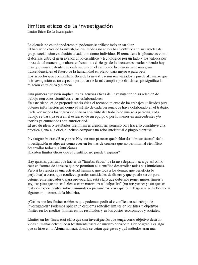 limites eticos de la investigación