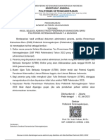Pengumuman Hasil Seleksi Administrasi SBT PMB Polteknaker T.A. 2023 2024