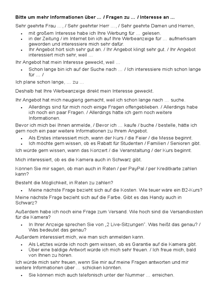Redemittel - Bitte Um Informationen | PDF