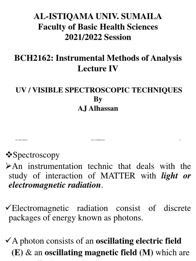 UV/Visible Spectroscopic Techniques | PDF | Spectroscopy ...