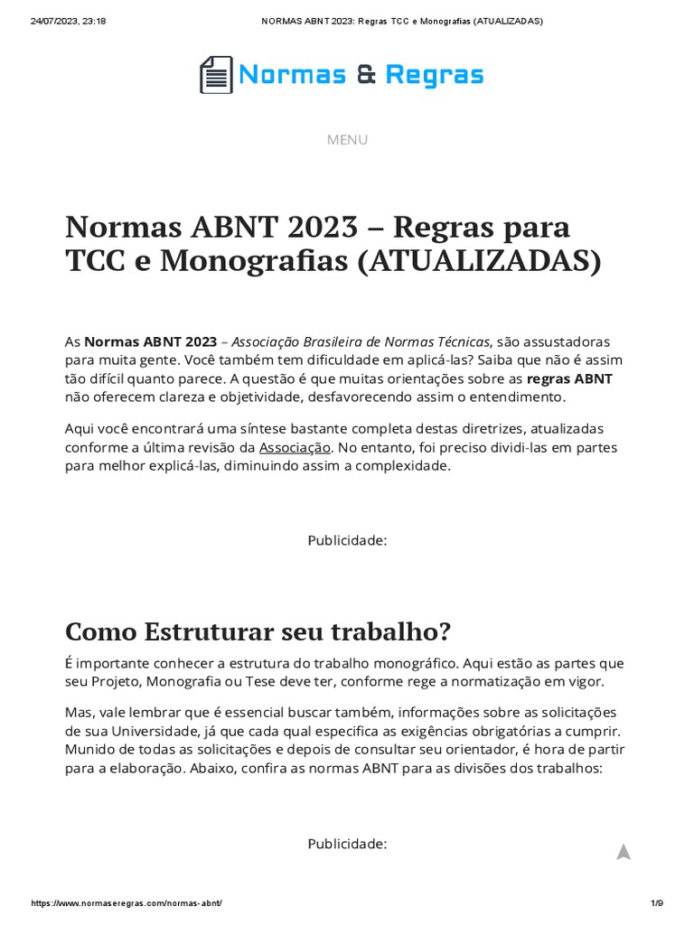 Normas ABNT 2023 para TCC e Monografias | PDF | Publicação ...