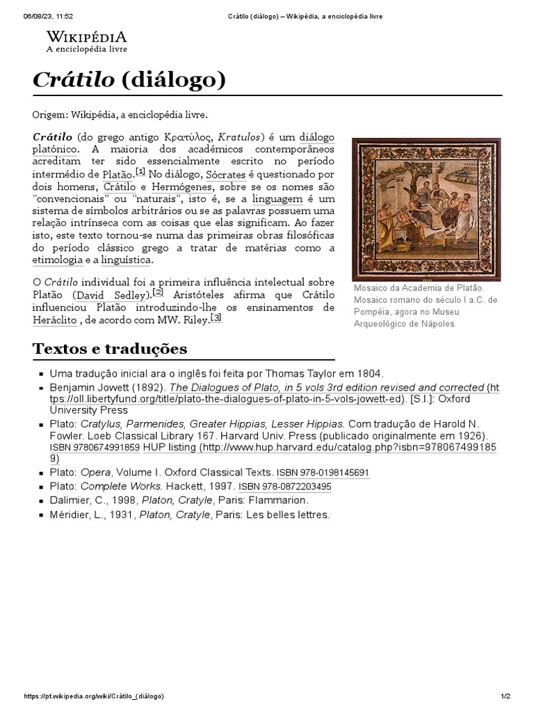 Diálogo Crátilo de Platão | PDF