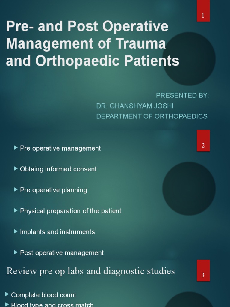 Pre- and Post-Operative Care in Orthopaedics | PDF | Surgery | Informed ...