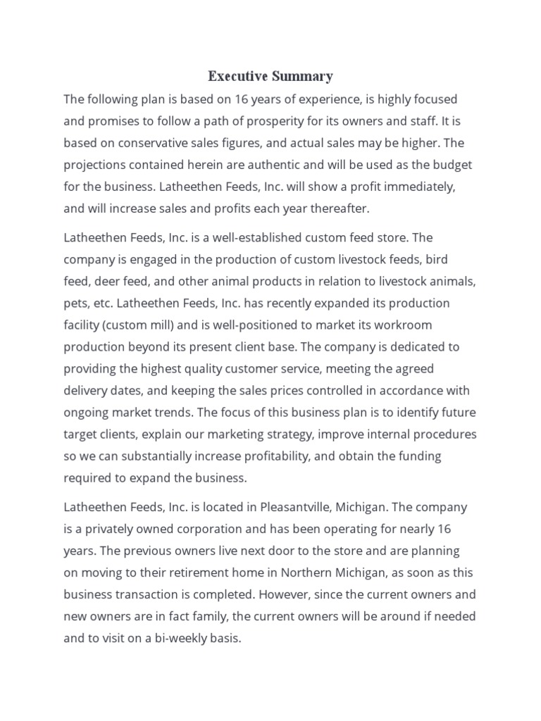 Feed and Farm Supply Business Plan PDF Sales Marketing