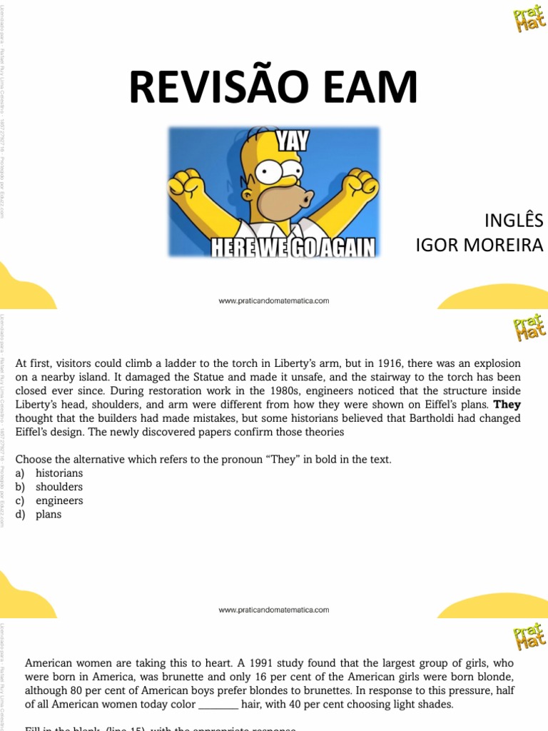 Revisao Final Eam Ingles Pdf Linguistics Grammar