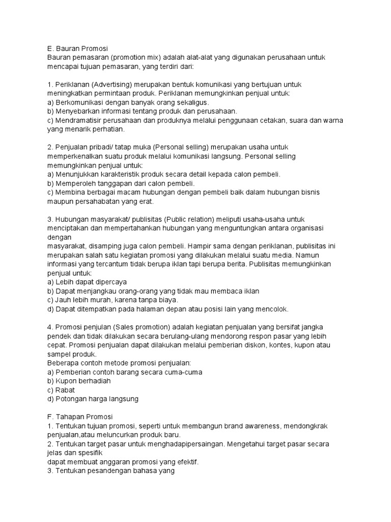 Bauran & Tahapan Promosi | PDF