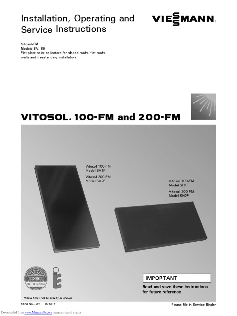 Vitosol 100-FM Installation Guide | PDF | Screw | Applied And ...
