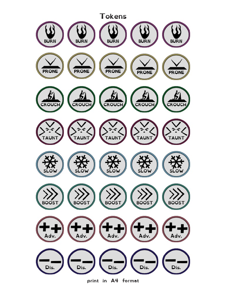 A4 Print Templates for Game Tokens | PDF