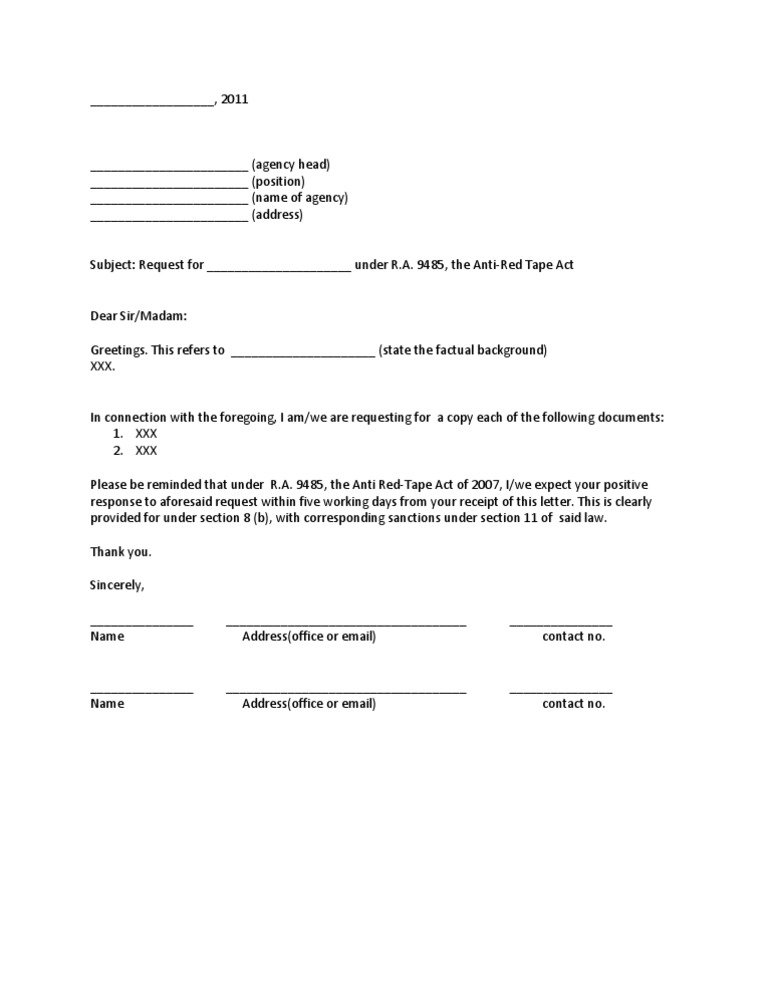 Request Letter for Document Copies | PDF | Law