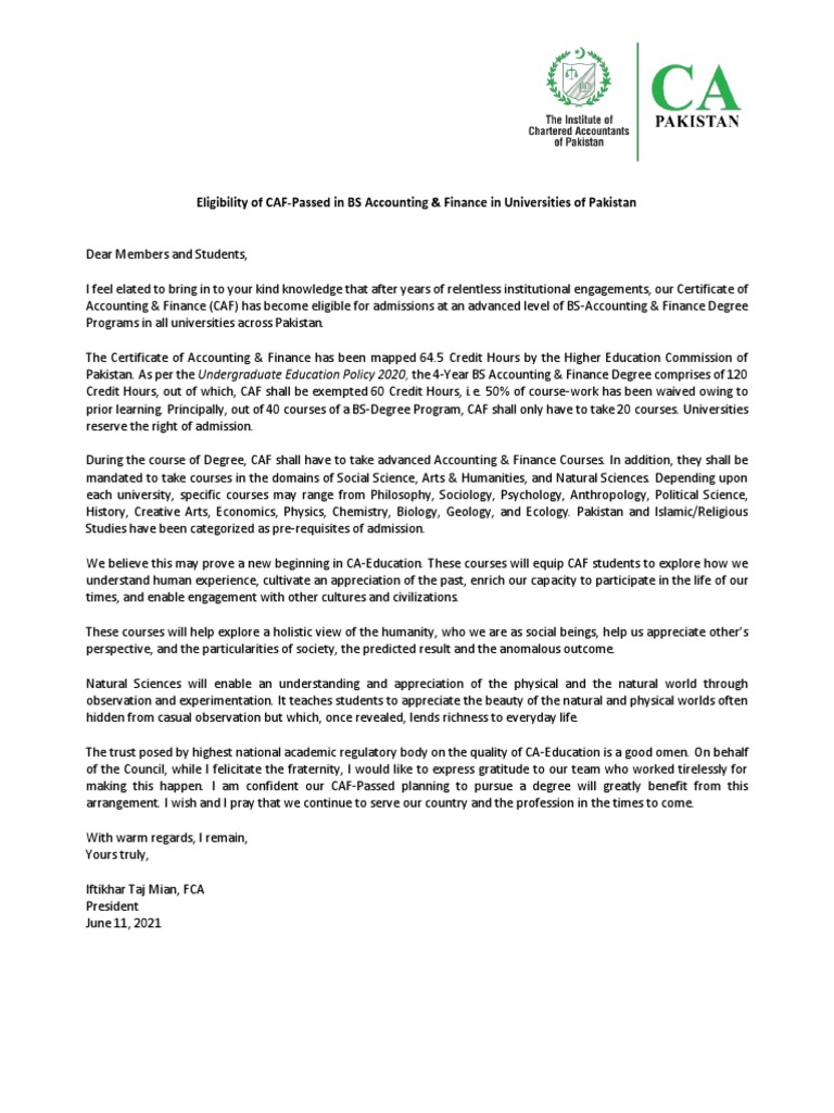 HEC CAF Notification | PDF | Science | Academic Degree