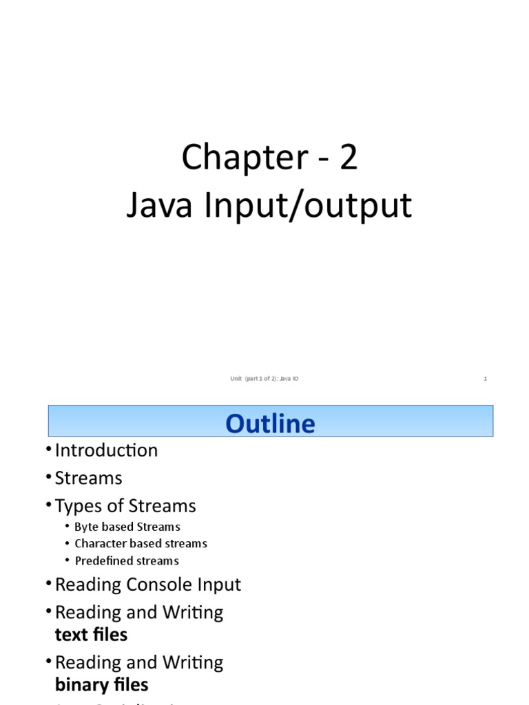 Chapter 2-Java IO | PDF | Input/Output | Class (Computer Programming)