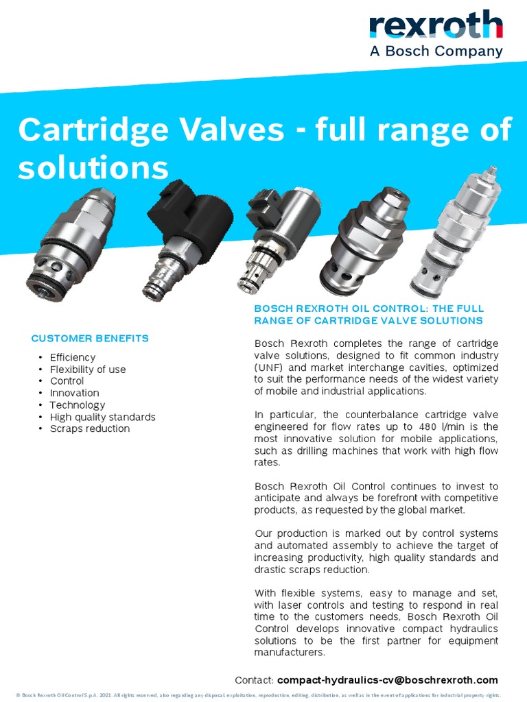 Cartridge Valves Technical Sheet 2021 | PDF