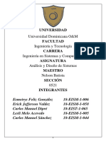 Universidad Dominicana O&M Ingeniería y Tecnología Ingeniería en Sistemas y Computación Análisis y Diseño de Sistemas Nelson Batista 0521