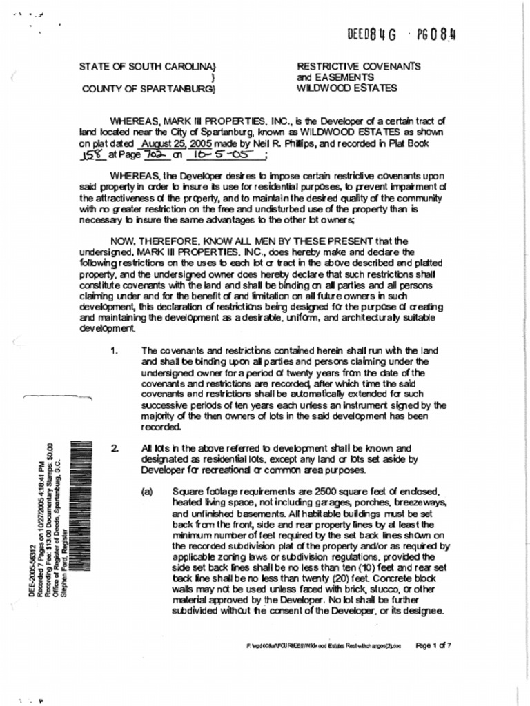 Wildwood EstatesRecorded Documents PDF Land Lot Covenant (Law)