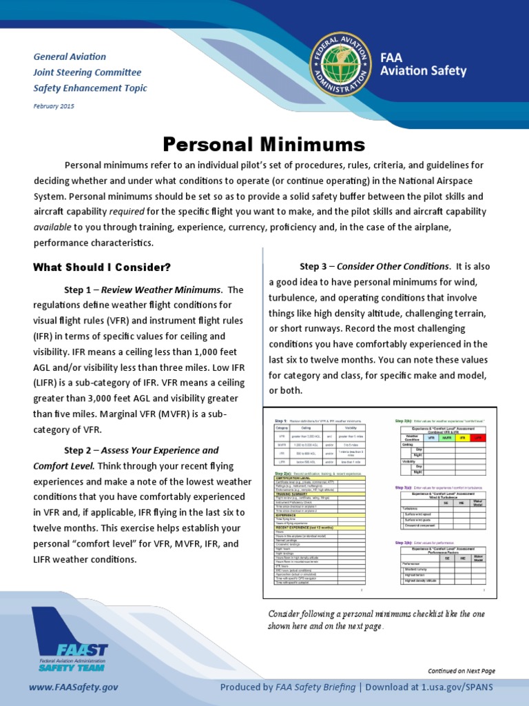 Personal Minimums PDF Instrument Flight Rules Visual Flight Rules