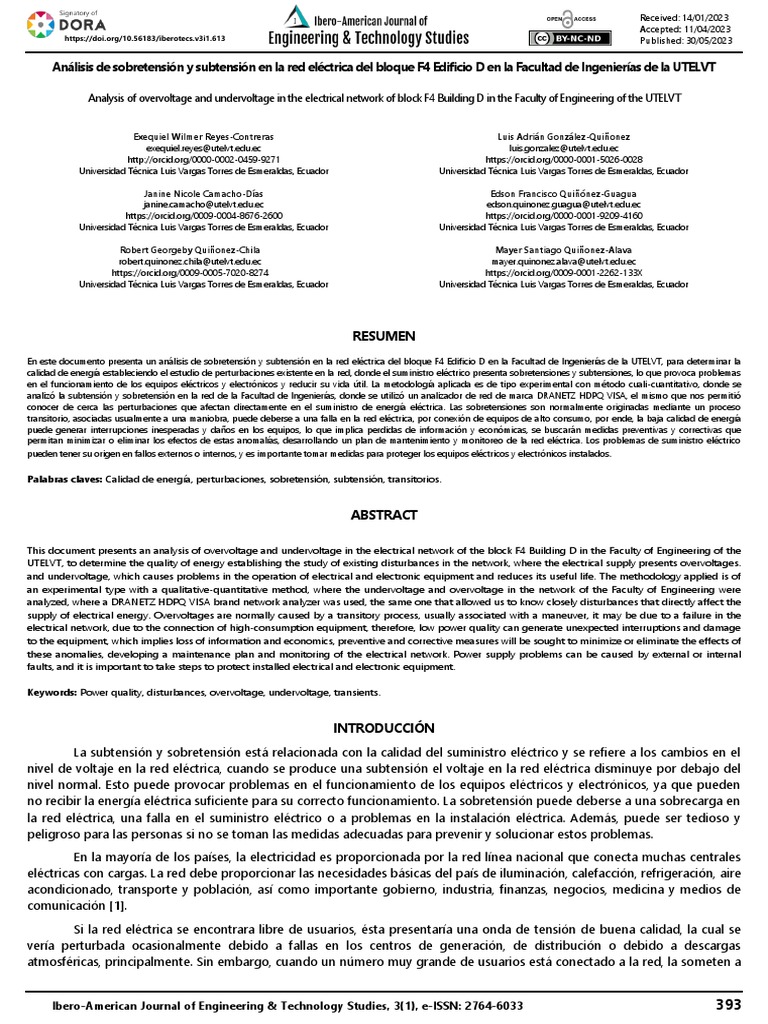 Análisis de subtensión eléctrica en UTELVT | PDF | Ingenieria Eléctrica ...