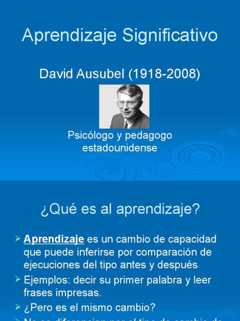 Aprendizaje Significativo según Ausubel | PDF | Aprendizaje | Ciencia ...