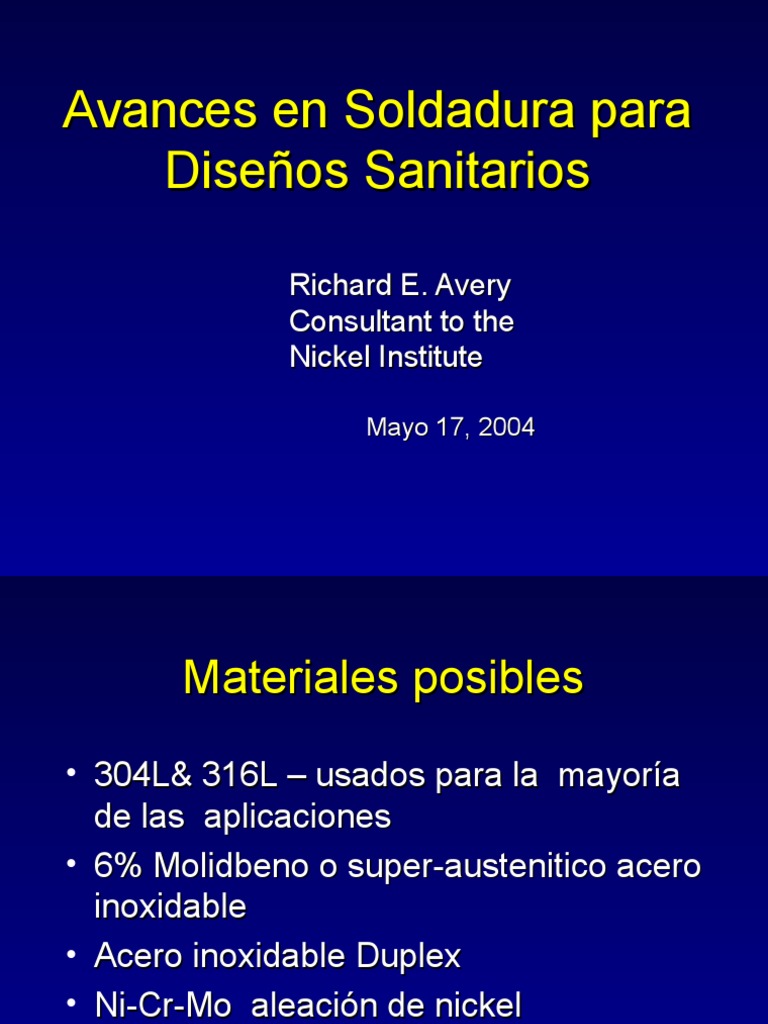 Avances en soldadura para dise os sanitario apuntes aws d18 1 18 2 18 3