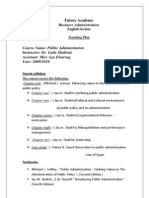 Teaching Plan (Public Administration)