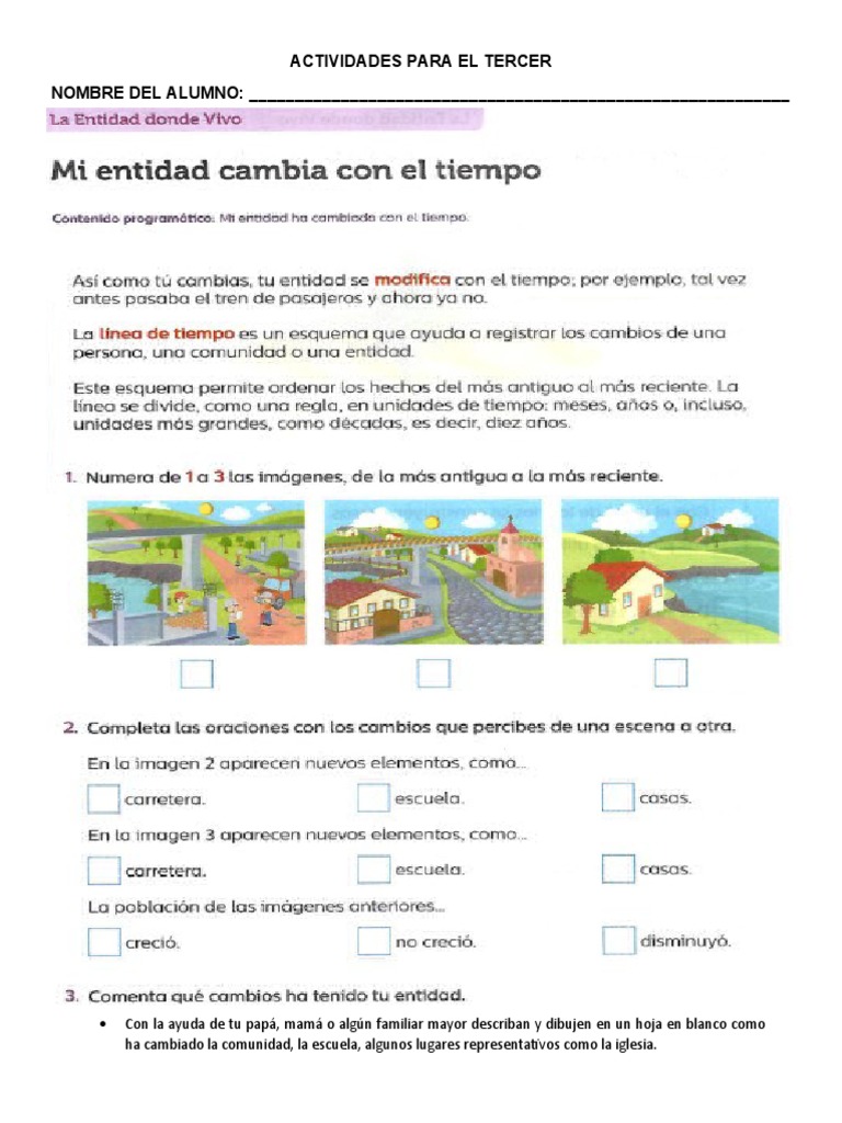 Actividad 3er Grado Pdf