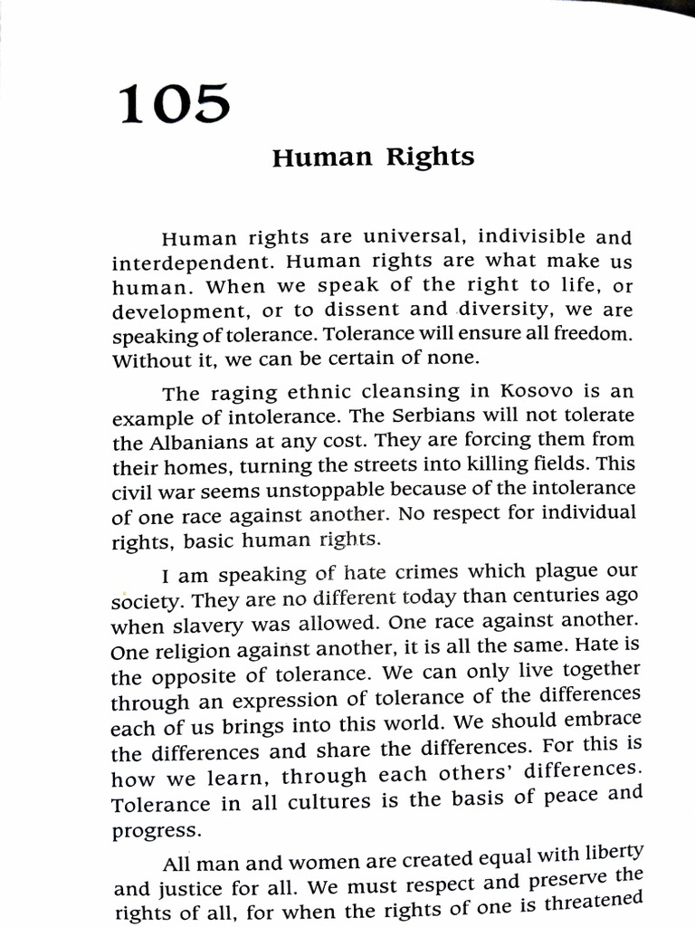 Human Rights Essay PDF Toleration Human Rights