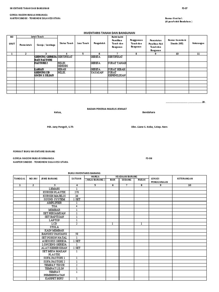 Format Inventaris Gereja dan Barang | PDF