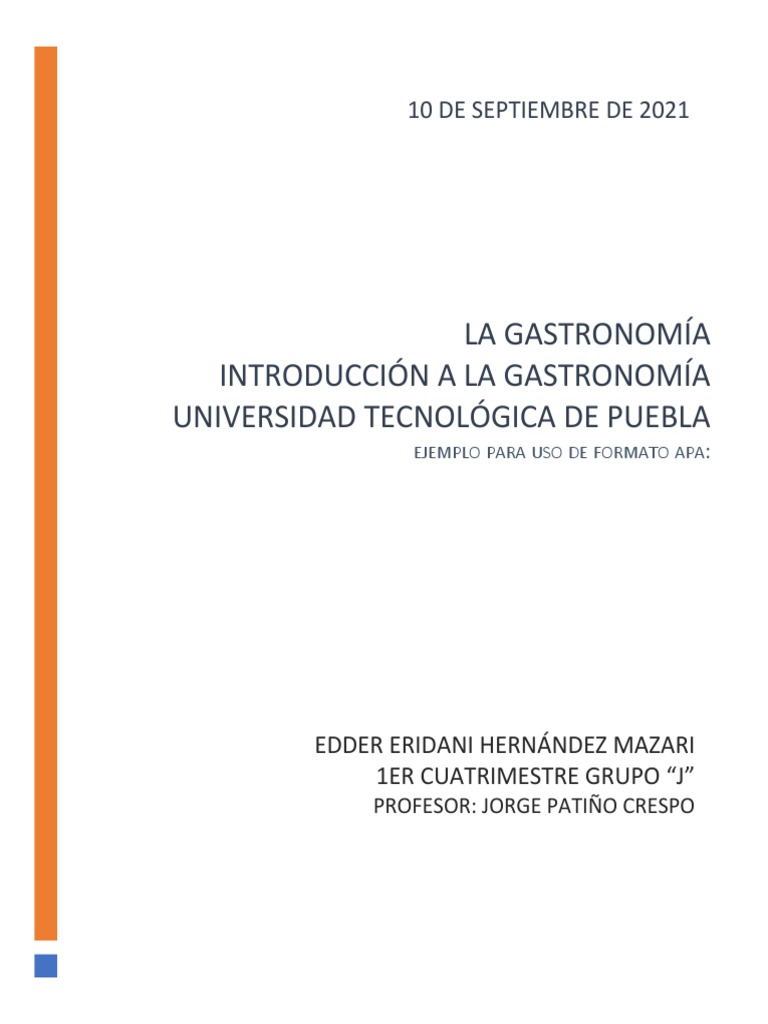 ITRODUCCIÓN A LA GASTRONOMÍA FORMATO APA 7 | PDF