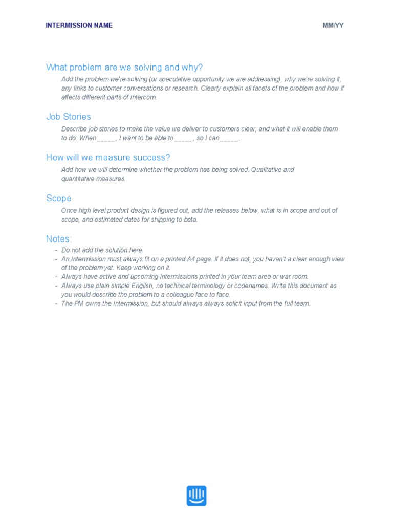 Intercom Job Story Template Pdf