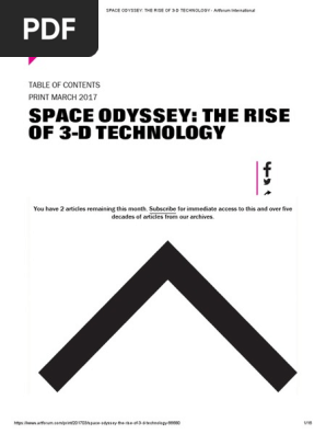 SPACE ODYSSEY: THE RISE OF 3-D TECHNOLOGY