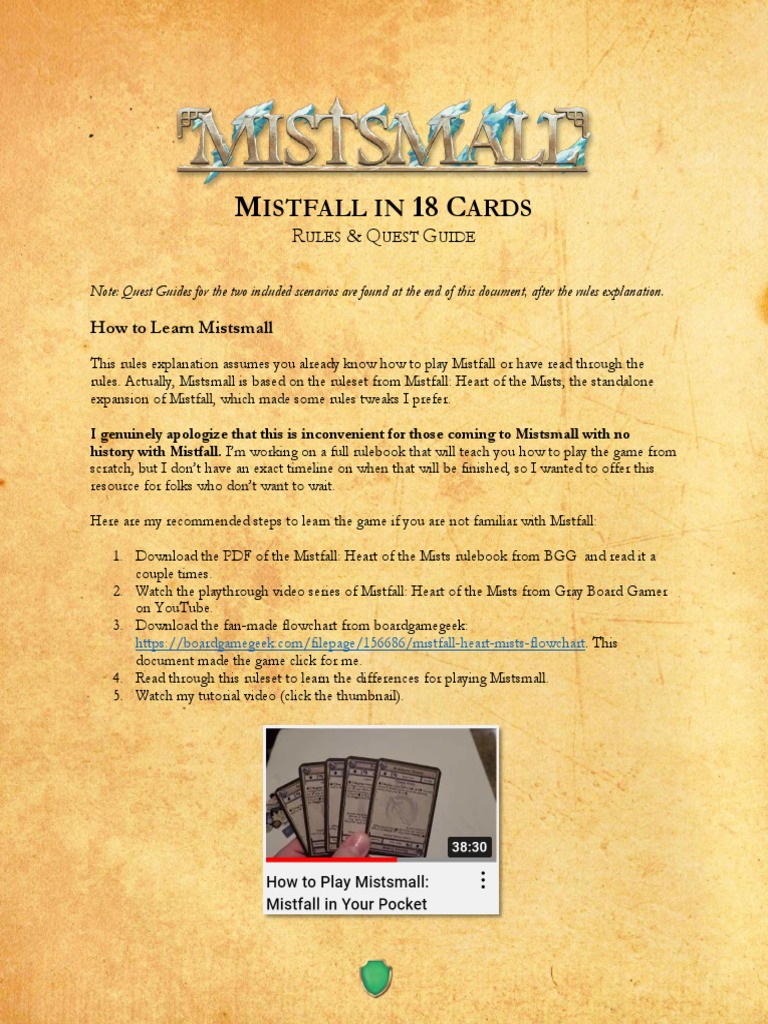 Mistfall 18 Cards: Rules & Quest Guide | PDF | History