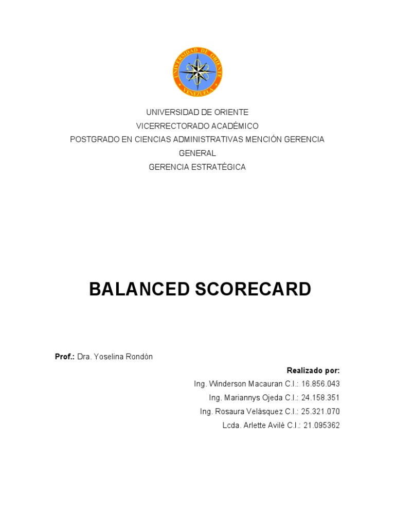Balanced Scorecard en Gestión Estratégica | PDF | Planificación ...
